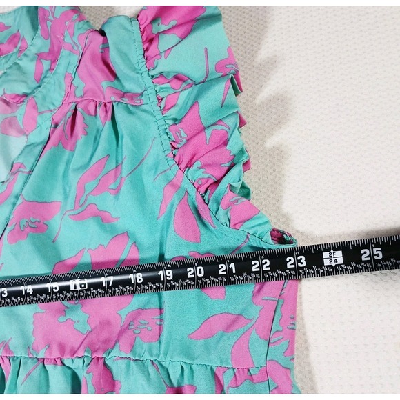 Umgee Floral Teired Mini Shift Dress 1XL Blue Pink Dopamine Boho Fairy - Picture 11 of 12